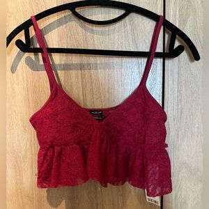 NWT Urban Outfitters Out From Under Red Lace Ruffle Bralette Size M